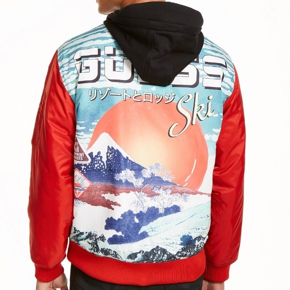 GUESS Men’s New Wave Hooded Bomber Jacket - Picture 2 of 10